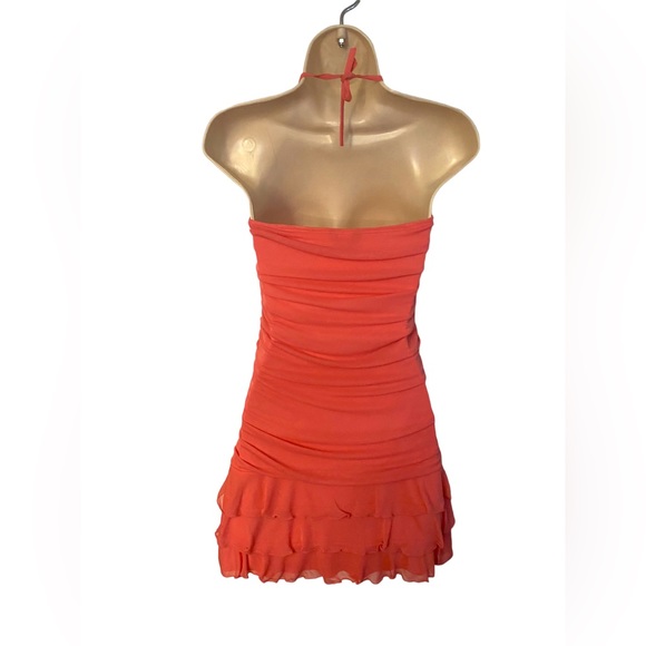 MODA International Y2K Ruched Mini Coral Halter Dress Size XS - Picture 6 of 7